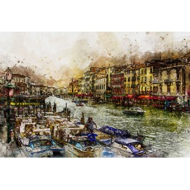 Fototapetai Miesto kanalo paveikslas, Venecija, Italija - 2